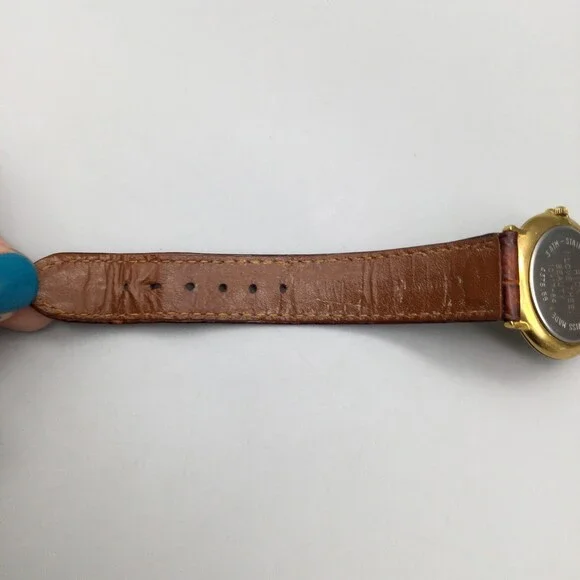 Vtg Rodania Watch Women 32mm Gold Tone Date Brown Leather Band New Battery - Picture 11 of 14